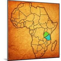 Tanzania on Actual Map of Africa-michal812-Mounted Art Print