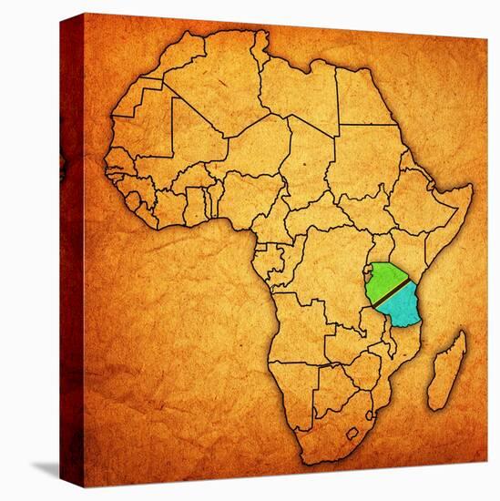 Tanzania on Actual Map of Africa-michal812-Stretched Canvas