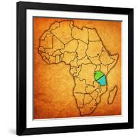 Tanzania on Actual Map of Africa-michal812-Framed Art Print