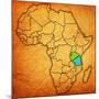 Tanzania on Actual Map of Africa-michal812-Mounted Art Print