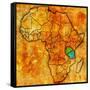 Tanzania on Actual Map of Africa-michal812-Framed Stretched Canvas