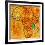 Tanzania on Actual Map of Africa-michal812-Framed Art Print