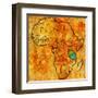 Tanzania on Actual Map of Africa-michal812-Framed Art Print