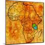 Tanzania on Actual Map of Africa-michal812-Mounted Art Print