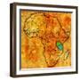 Tanzania on Actual Map of Africa-michal812-Framed Art Print