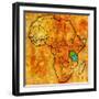 Tanzania on Actual Map of Africa-michal812-Framed Art Print