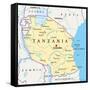 Tanzania Political Map-Peter Hermes Furian-Framed Stretched Canvas