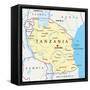 Tanzania Political Map-Peter Hermes Furian-Framed Stretched Canvas