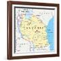 Tanzania Political Map-Peter Hermes Furian-Framed Art Print