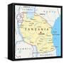 Tanzania Political Map-Peter Hermes Furian-Framed Stretched Canvas