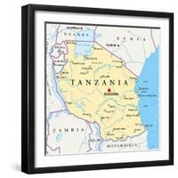 Tanzania Political Map-Peter Hermes Furian-Framed Art Print