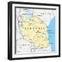 Tanzania Political Map-Peter Hermes Furian-Framed Art Print