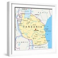 Tanzania Political Map-Peter Hermes Furian-Framed Art Print