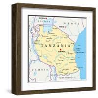 Tanzania Political Map-Peter Hermes Furian-Framed Art Print