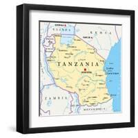 Tanzania Political Map-Peter Hermes Furian-Framed Art Print