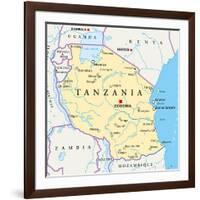 Tanzania Political Map-Peter Hermes Furian-Framed Art Print