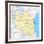 Tanzania Political Map-Peter Hermes Furian-Framed Art Print