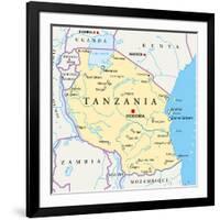 Tanzania Political Map-Peter Hermes Furian-Framed Art Print