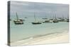 Tanzania, Zanzibar, Nungwi, Traditional Fisherman Boat on White Beach-Anthony Asael-Stretched Canvas