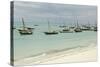 Tanzania, Zanzibar, Nungwi, Traditional Fisherman Boat on White Beach-Anthony Asael-Stretched Canvas