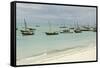 Tanzania, Zanzibar, Nungwi, Traditional Fisherman Boat on White Beach-Anthony Asael-Framed Stretched Canvas