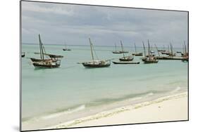 Tanzania, Zanzibar, Nungwi, Traditional Fisherman Boat on White Beach-Anthony Asael-Mounted Photographic Print