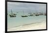 Tanzania, Zanzibar, Nungwi, Traditional Fisherman Boat on White Beach-Anthony Asael-Framed Photographic Print