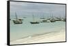 Tanzania, Zanzibar, Nungwi, Traditional Fisherman Boat on White Beach-Anthony Asael-Framed Stretched Canvas