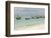 Tanzania, Zanzibar, Nungwi, Traditional Fisherman Boat on White Beach-Anthony Asael-Framed Photographic Print