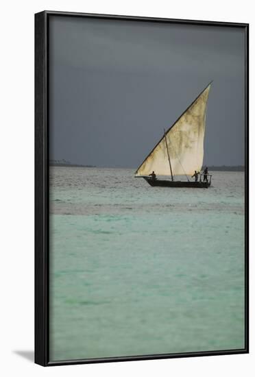 Tanzania, Zanzibar, Nungwi, Traditional Sailing Boat with Storm-Anthony Asael-Framed Photographic Print