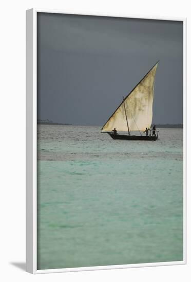 Tanzania, Zanzibar, Nungwi, Traditional Sailing Boat with Storm-Anthony Asael-Framed Photographic Print