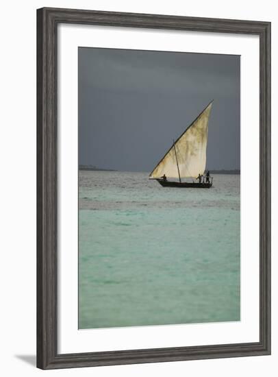 Tanzania, Zanzibar, Nungwi, Traditional Sailing Boat with Storm-Anthony Asael-Framed Photographic Print