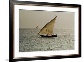 Tanzania, Zanzibar, Nungwi, Traditional Sailing Boat with Storm-Anthony Asael-Framed Photographic Print