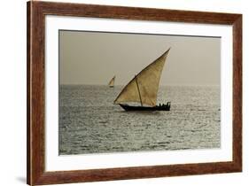 Tanzania, Zanzibar, Nungwi, Traditional Sailing Boat with Storm-Anthony Asael-Framed Photographic Print