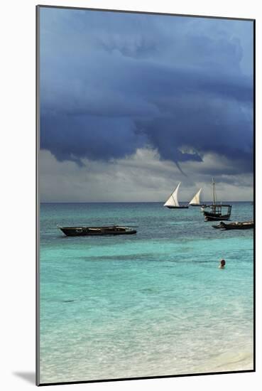 Tanzania, Zanzibar, Nungwi, Traditional Sailing Boat with Storm-Anthony Asael-Mounted Photographic Print