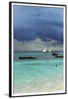 Tanzania, Zanzibar, Nungwi, Traditional Sailing Boat with Storm-Anthony Asael-Framed Premium Photographic Print