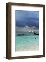 Tanzania, Zanzibar, Nungwi, Traditional Sailing Boat with Storm-Anthony Asael-Framed Photographic Print