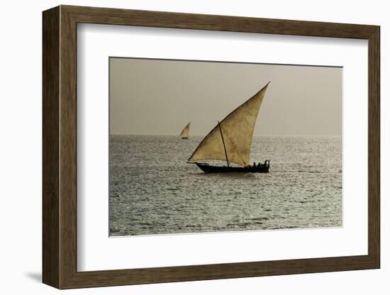 Tanzania, Zanzibar, Nungwi, Traditional Sailing Boat with Storm-Anthony Asael-Framed Photographic Print