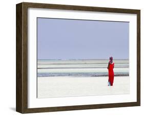 Tanzania, Zanzibar, Unguja, Pongwe, a Lady Looks Out to Sea-Nick Ledger-Framed Photographic Print
