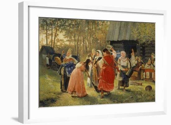 Tanzende junge Frauen im Dorf. 1889-Alexej Korsuchin-Framed Giclee Print