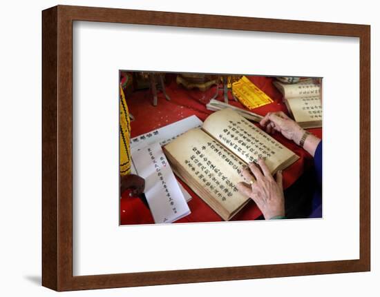 Taoist ceremony in a temple-Godong-Framed Photographic Print