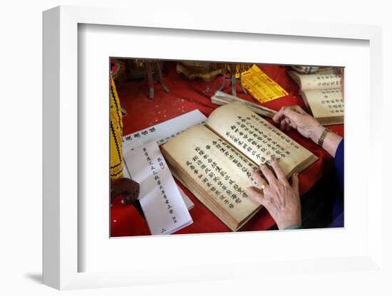 Taoist ceremony in a temple-Godong-Framed Photographic Print