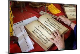 Taoist ceremony in a temple-Godong-Mounted Photographic Print