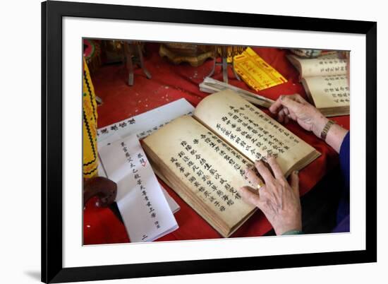 Taoist ceremony in a temple-Godong-Framed Photographic Print
