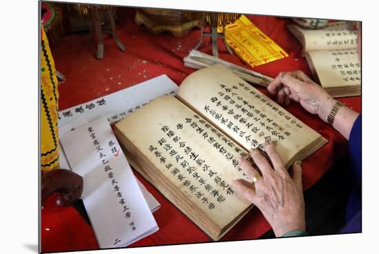 Taoist ceremony in a temple-Godong-Mounted Photographic Print