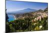 Taormina and Mount Etna Volcano Seen from Teatro Greco (Greek Theatre)-Matthew Williams-Ellis-Mounted Photographic Print