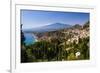 Taormina and Mount Etna Volcano Seen from Teatro Greco (Greek Theatre)-Matthew Williams-Ellis-Framed Photographic Print