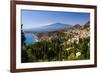 Taormina and Mount Etna Volcano Seen from Teatro Greco (Greek Theatre)-Matthew Williams-Ellis-Framed Photographic Print