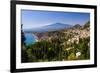 Taormina and Mount Etna Volcano Seen from Teatro Greco (Greek Theatre)-Matthew Williams-Ellis-Framed Photographic Print
