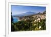 Taormina and Mount Etna Volcano Seen from Teatro Greco (Greek Theatre)-Matthew Williams-Ellis-Framed Photographic Print